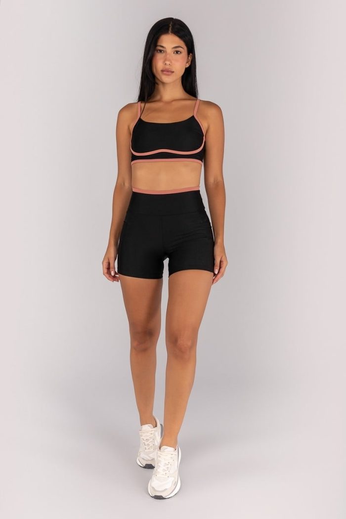 Short Metalizado con Dobladillo Mate (Negro / Terracota) - Imagen 3