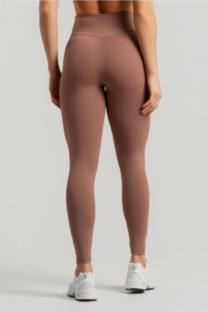 Calza legging con cintura cruzada y recorte (Canela) - Imagen 2